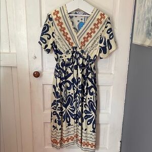 Cupshe Blue and Cream Maxi Dress